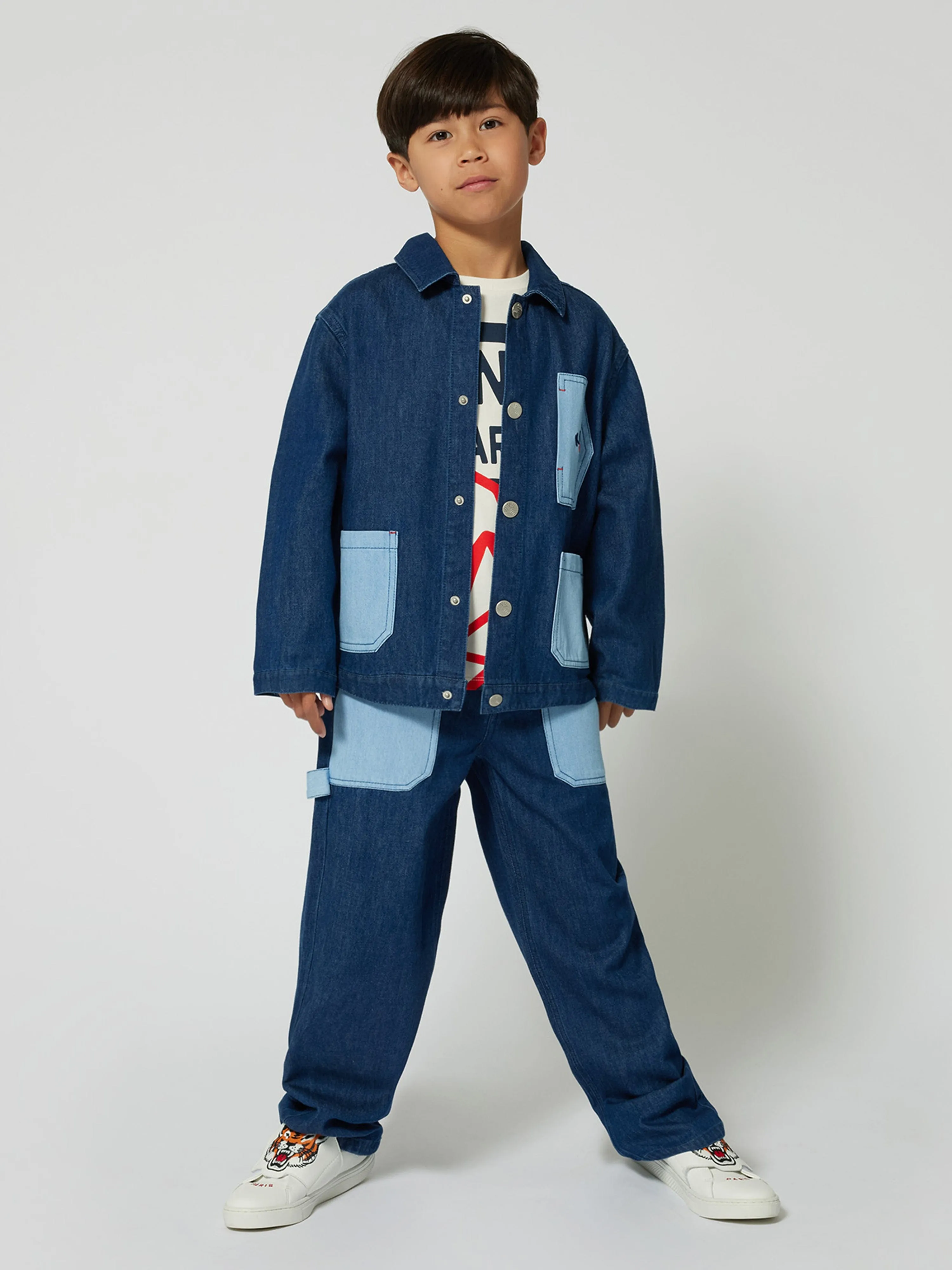 Boys Patch Pocket Jeans in Blue