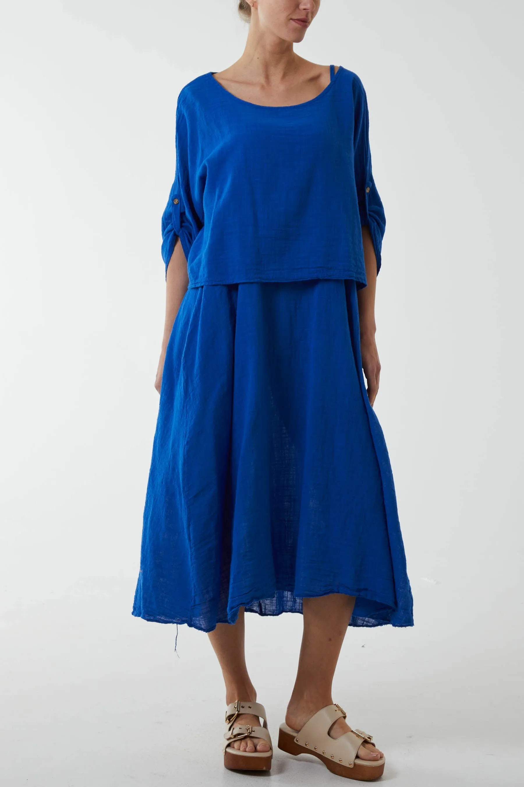 Cami Dress with Crop T Shirt Overlay