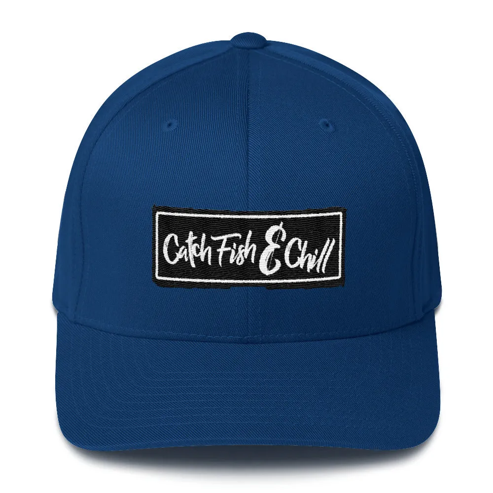 CATCH FISH & CHILL BOX LOGO BLACK FLEX FIT