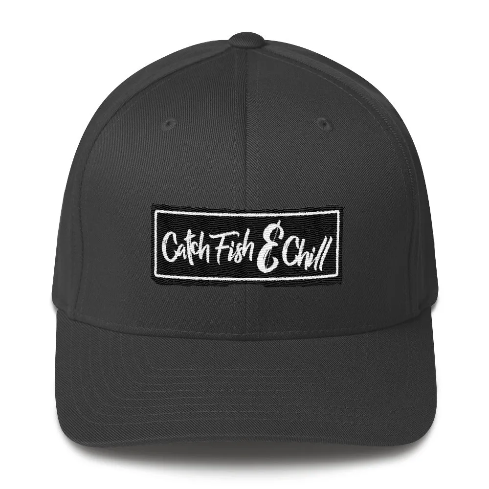 CATCH FISH & CHILL BOX LOGO BLACK FLEX FIT