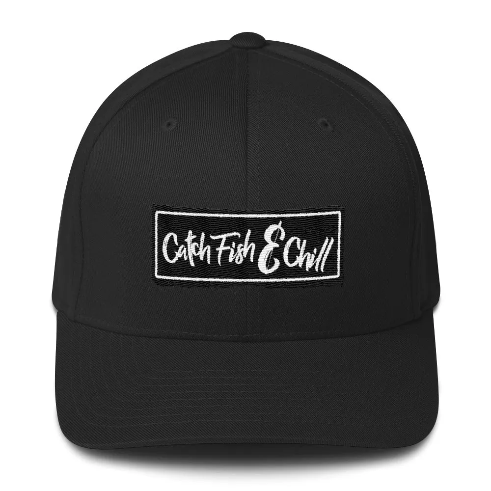 CATCH FISH & CHILL BOX LOGO BLACK FLEX FIT