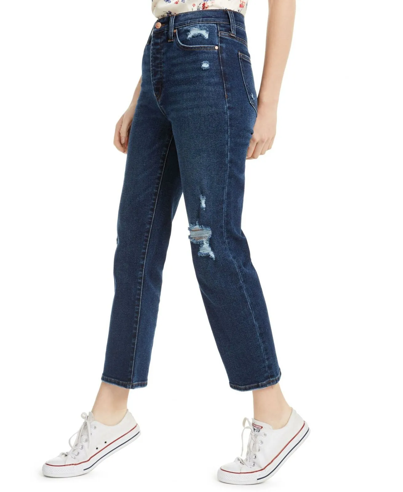 Celebrity Pink Women's Junior Fit Distressed Crop Straight Jeans