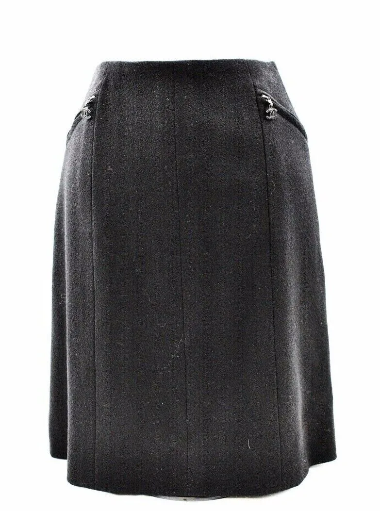 Chanel - Pearl Button Skirt Suit - Black Blazer Set - CC Zip - 4 - 36 - 2002 02A