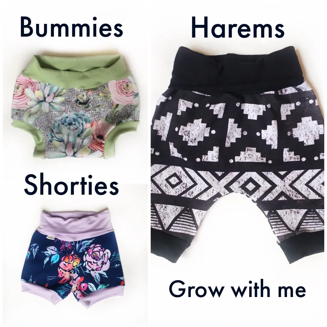Charcoal Harem Shorts, Grow-With-Me