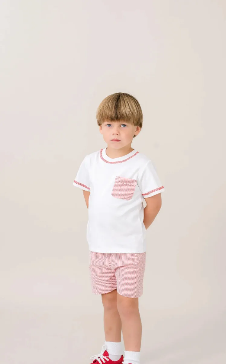 Charlie Short Set Legacy White |Raleigh Red Seersucker
