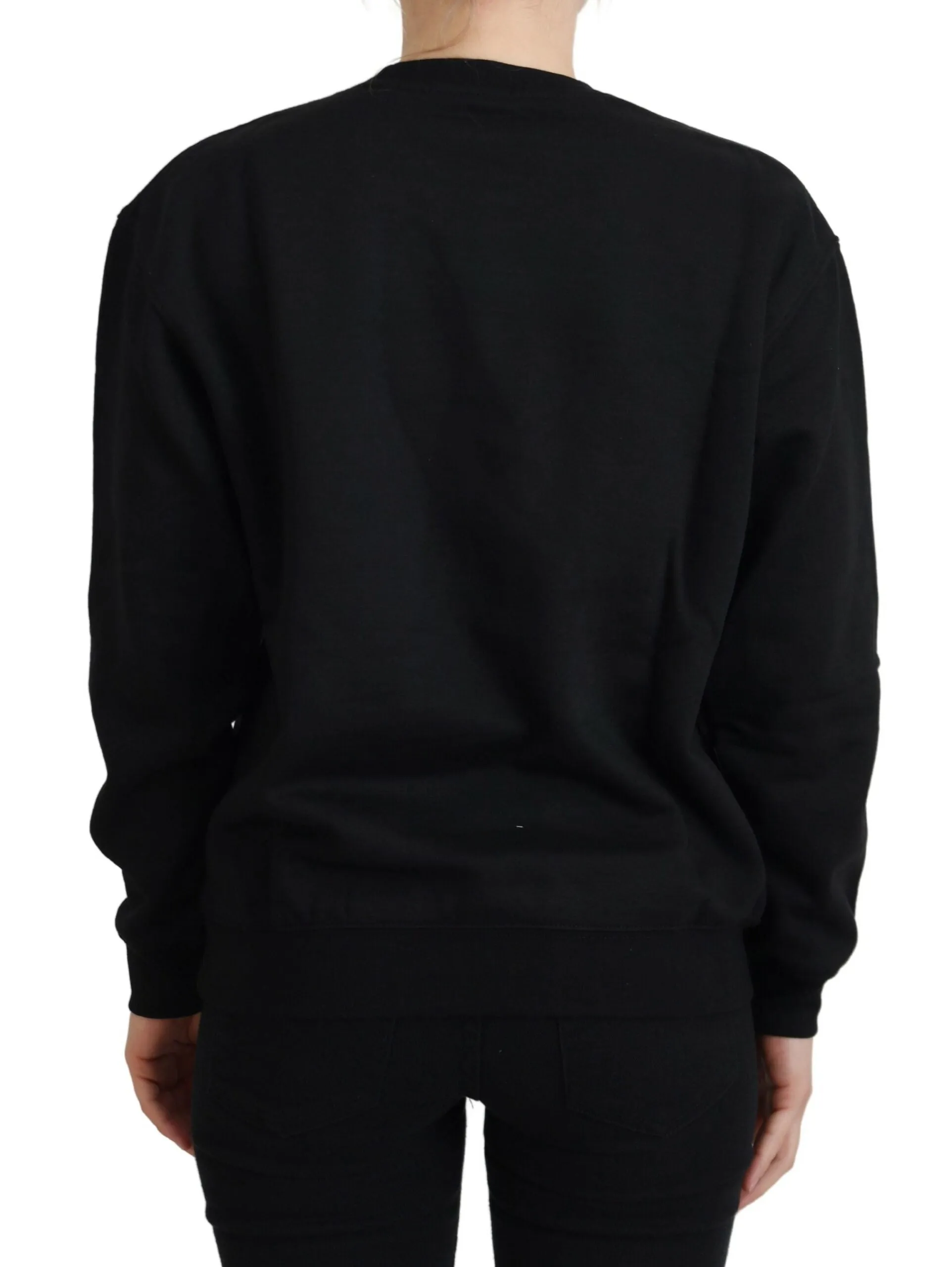 Chic Black Printed Cotton Sweater