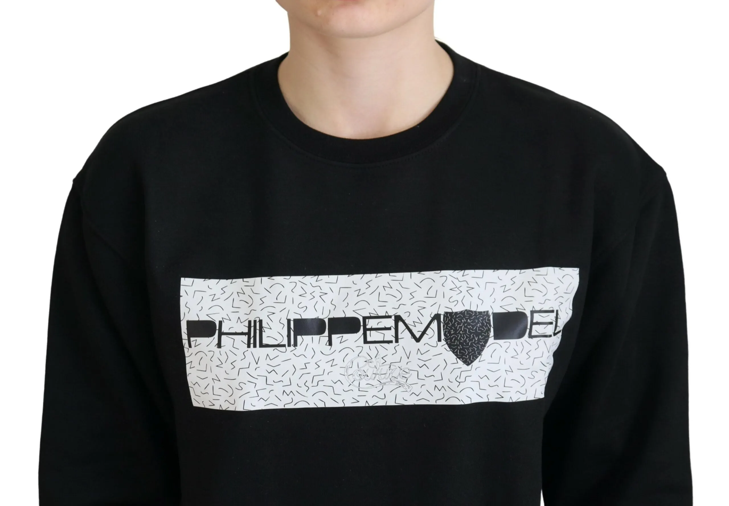 Chic Black Printed Cotton Sweater