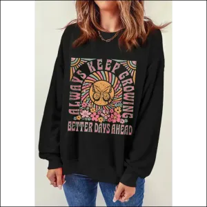 Chic Graphic Round Neck Long Sleeve Sweatshirt