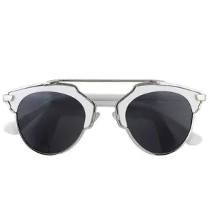Chic Metal Bar Embellished Full Frame Sunglasses For Women - White