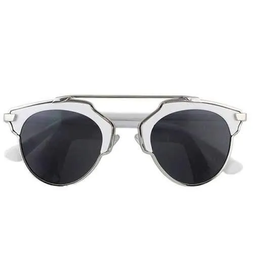 Chic Metal Bar Embellished Full Frame Sunglasses For Women - White