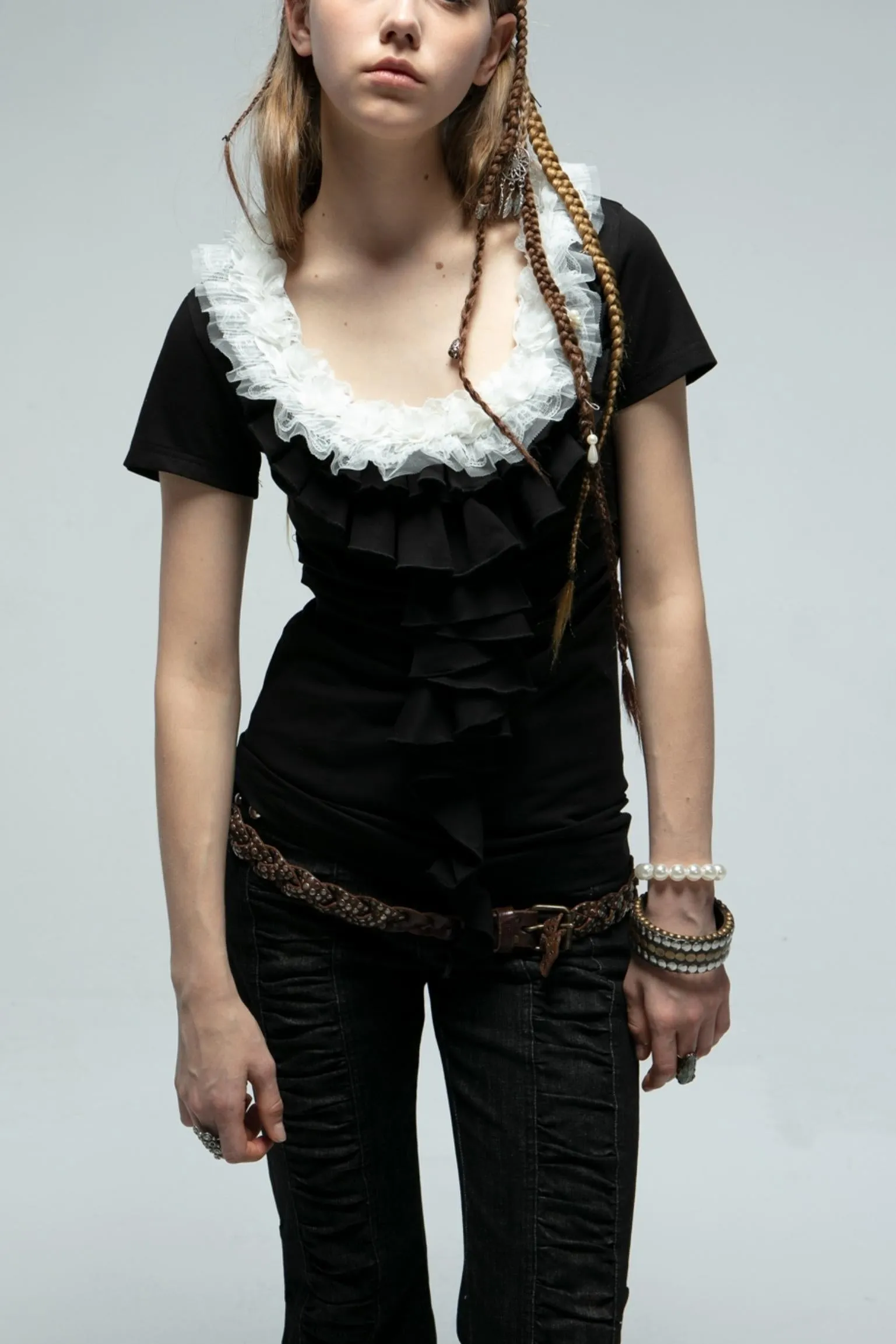Chic Pleated Flare Jeans