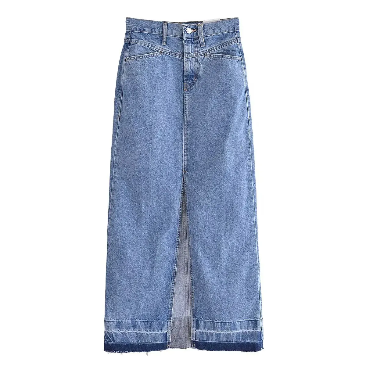 Chic Stroll Denim Maxi Skirt