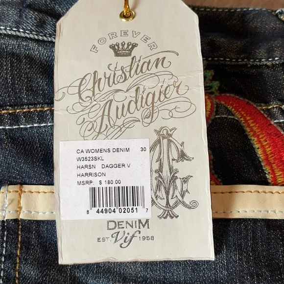 Christian Audigier Harrison Dagger Denim Jeans Size 30