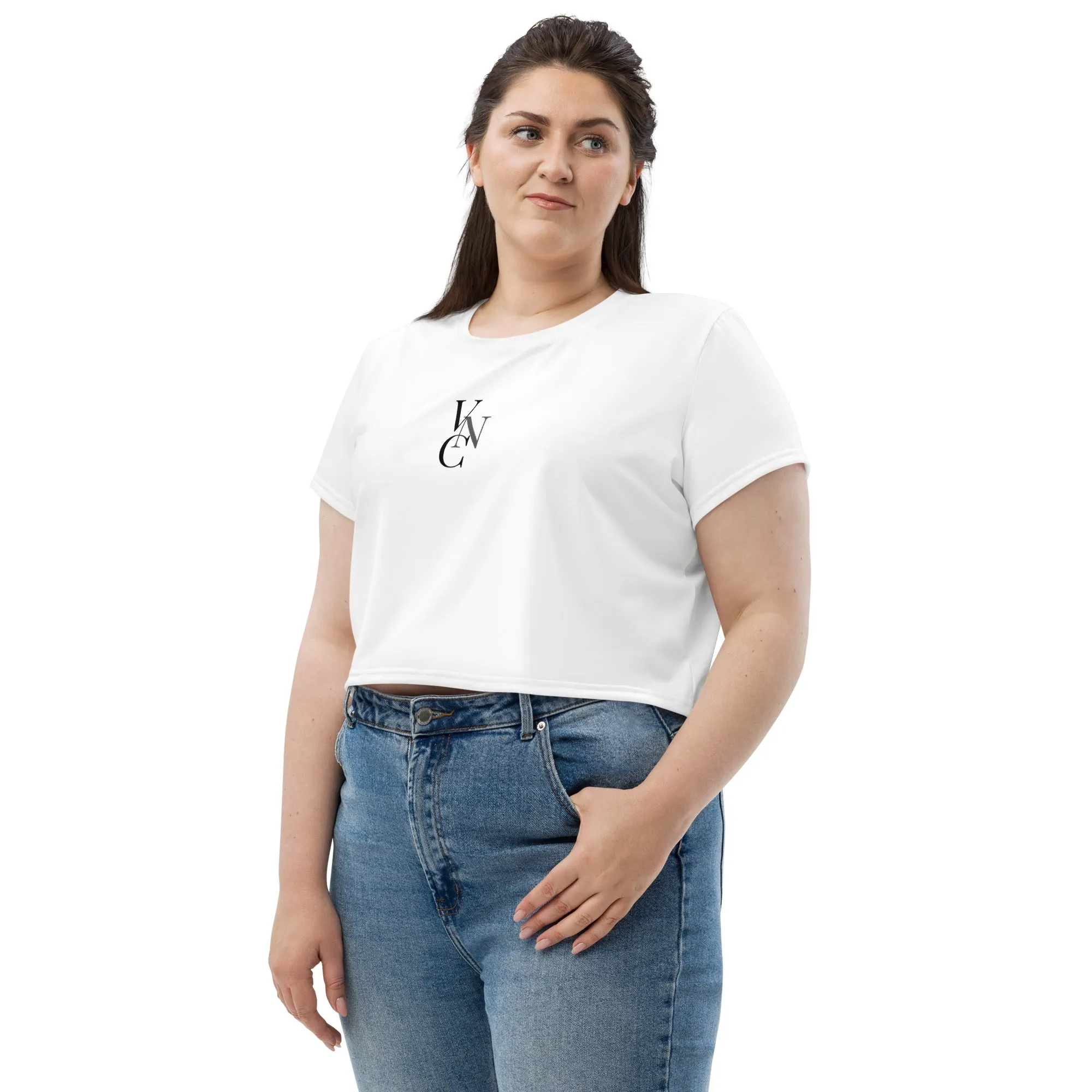 City Chic Crop Tee in Plain White