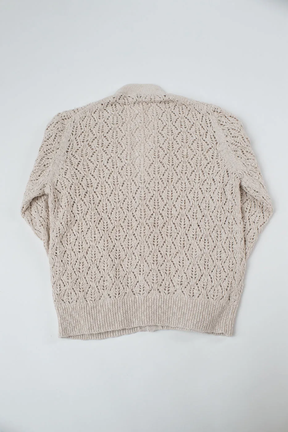 Classic Cardigan Flamme Lace Knit - Ecru