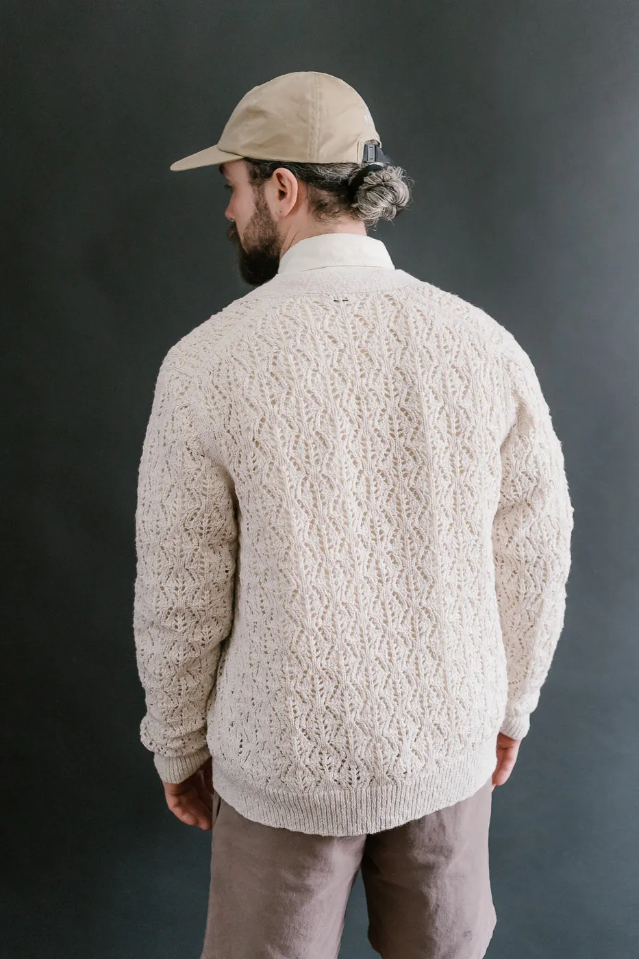 Classic Cardigan Flamme Lace Knit - Ecru