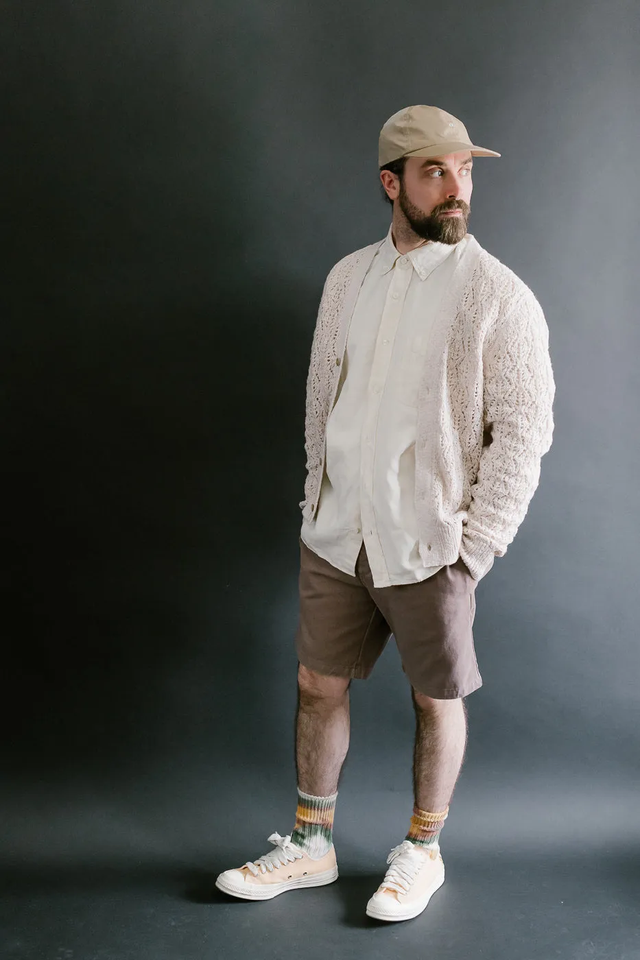 Classic Cardigan Flamme Lace Knit - Ecru