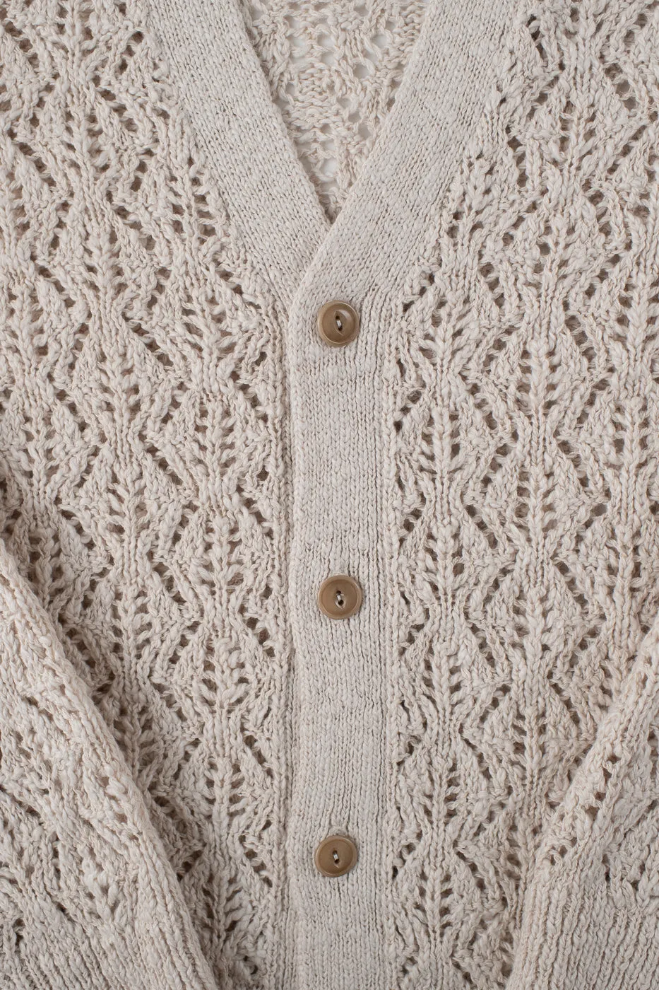 Classic Cardigan Flamme Lace Knit - Ecru