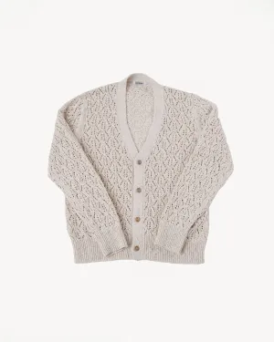 Classic Cardigan Flamme Lace Knit - Ecru