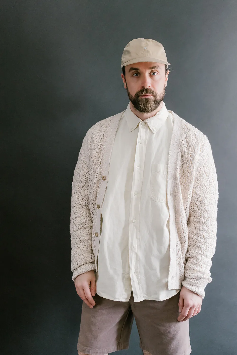 Classic Cardigan Flamme Lace Knit - Ecru