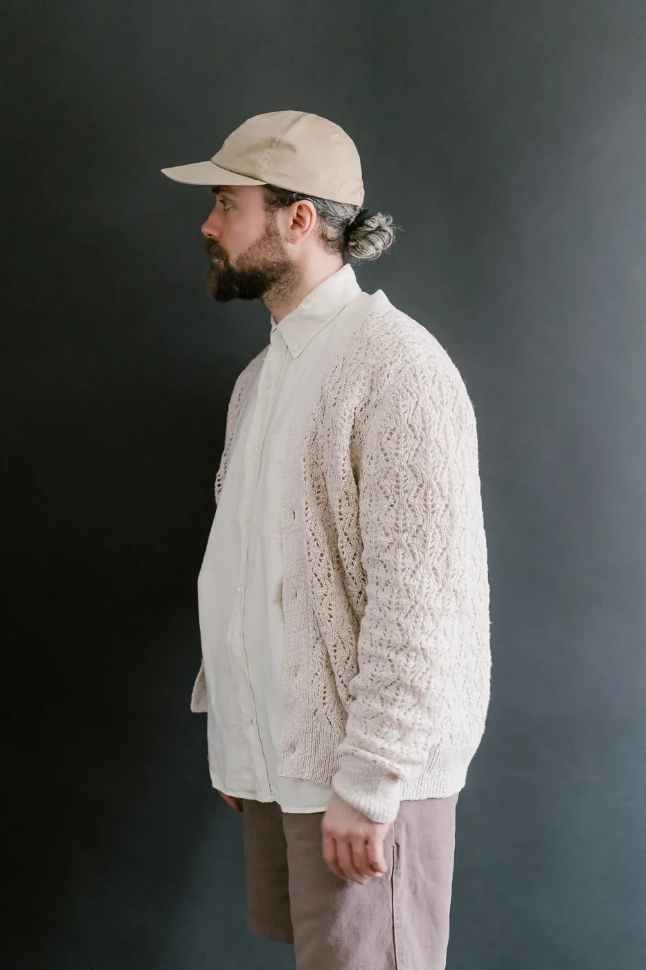 Classic Cardigan Flamme Lace Knit - Ecru