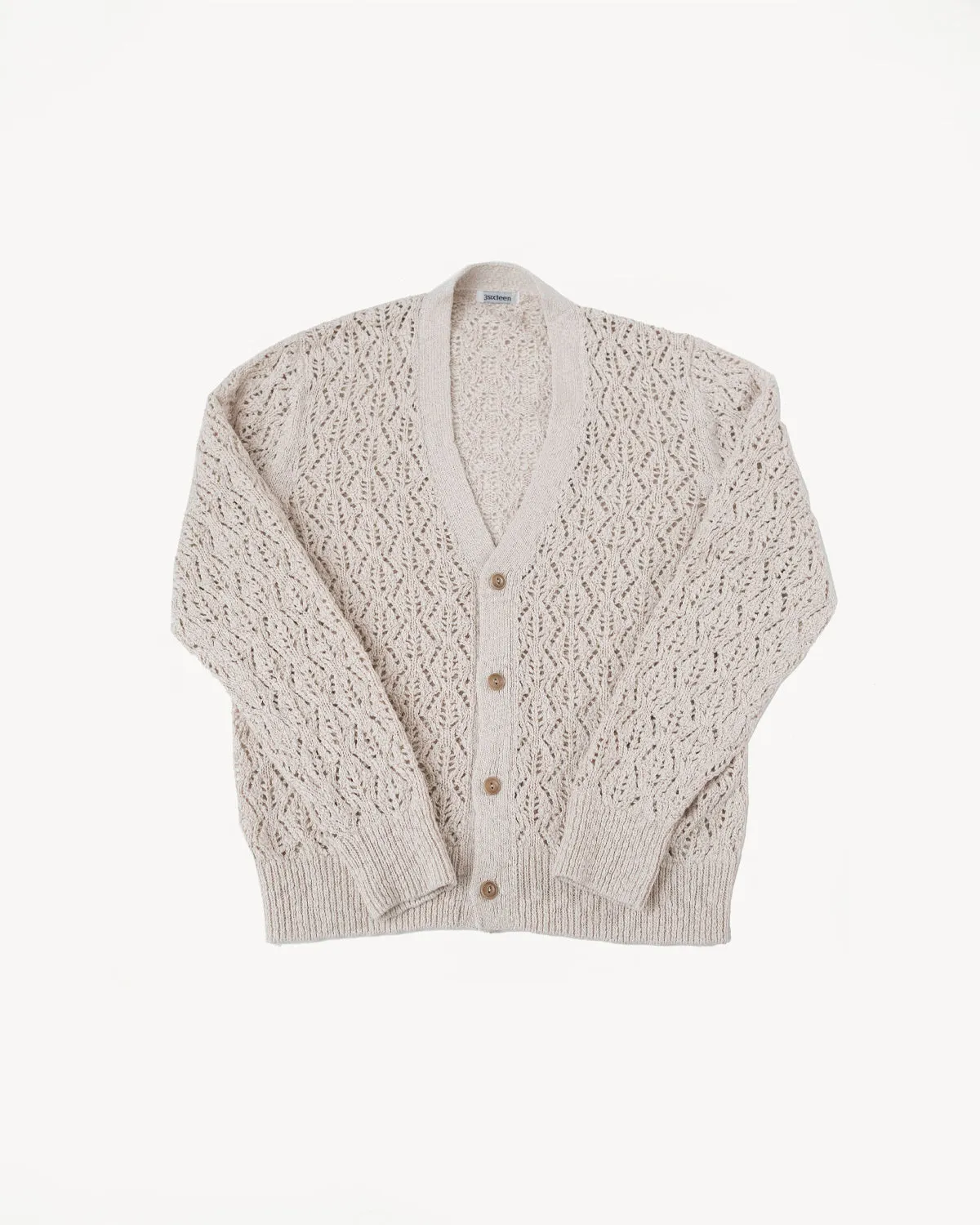 Classic Cardigan Flamme Lace Knit - Ecru