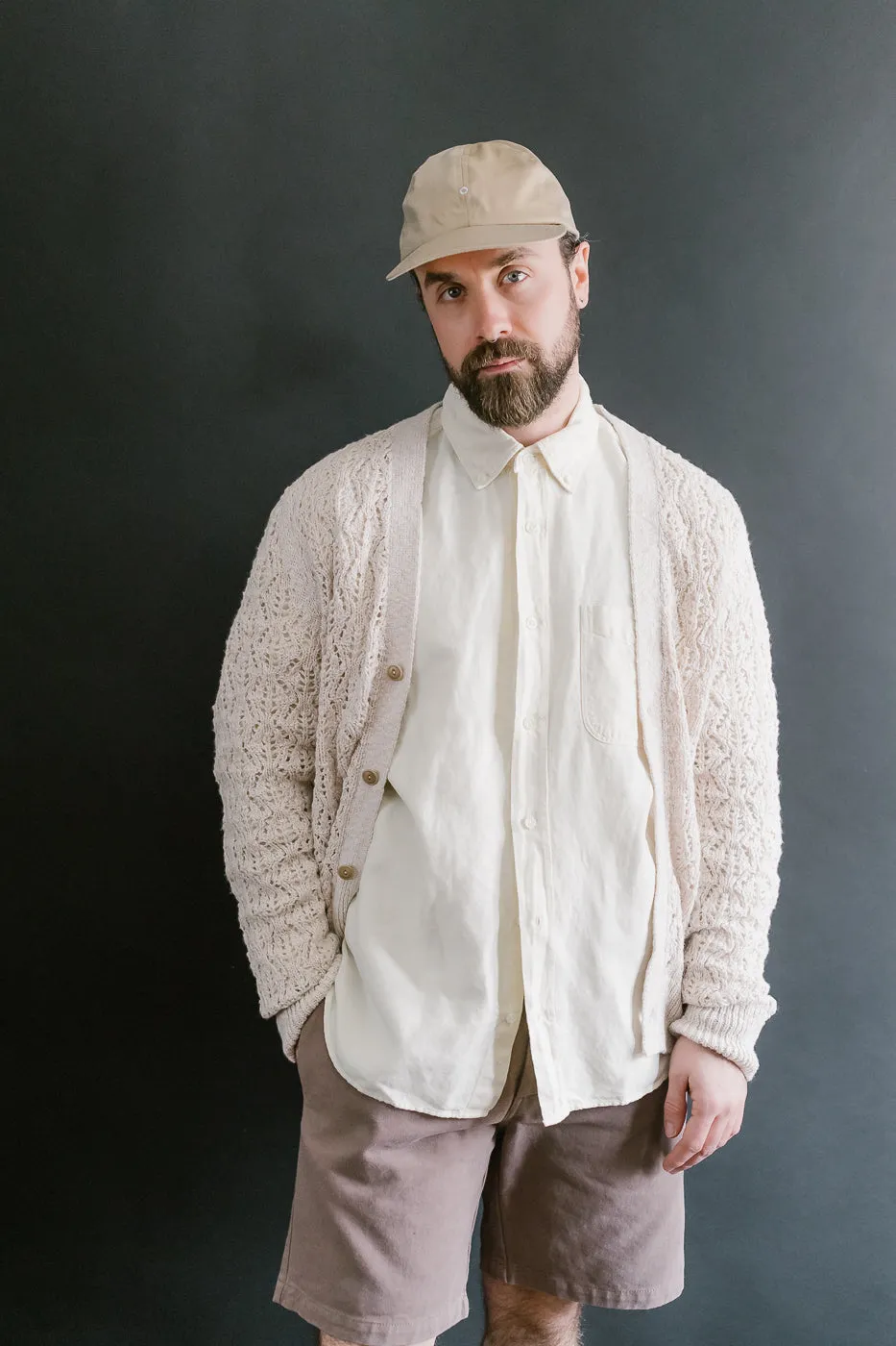 Classic Cardigan Flamme Lace Knit - Ecru