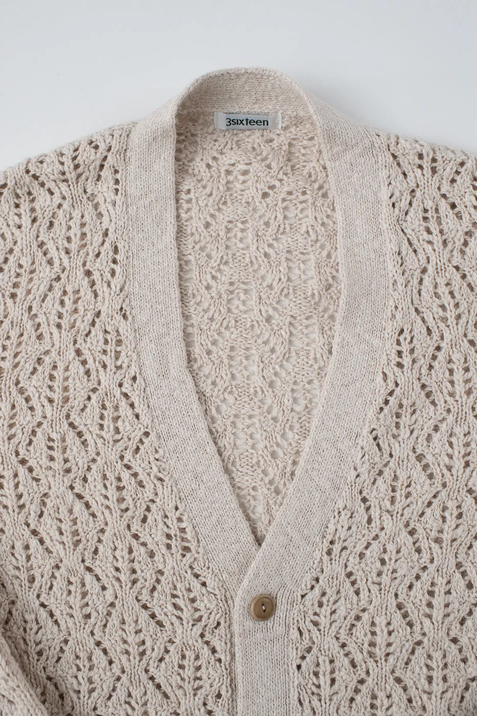 Classic Cardigan Flamme Lace Knit - Ecru