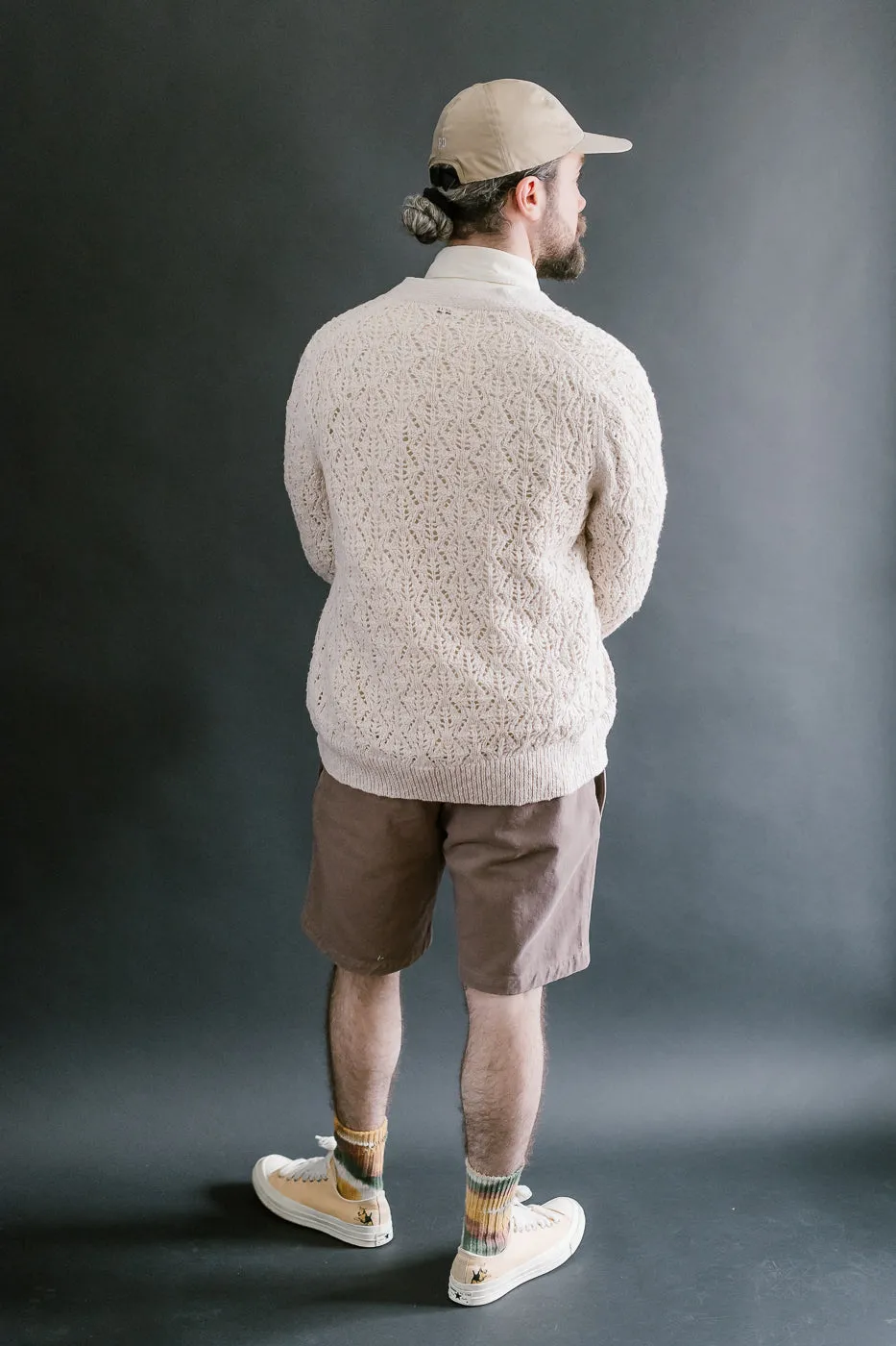 Classic Cardigan Flamme Lace Knit - Ecru