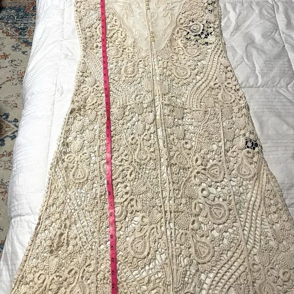 Cliche’ Boho Crochet Lace Duster Sleeveless Cream SZ M/L NWT