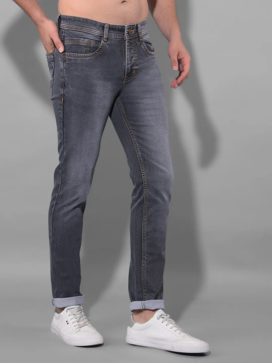 COBB Mid-Grey Narrow Fit Premium Jeans