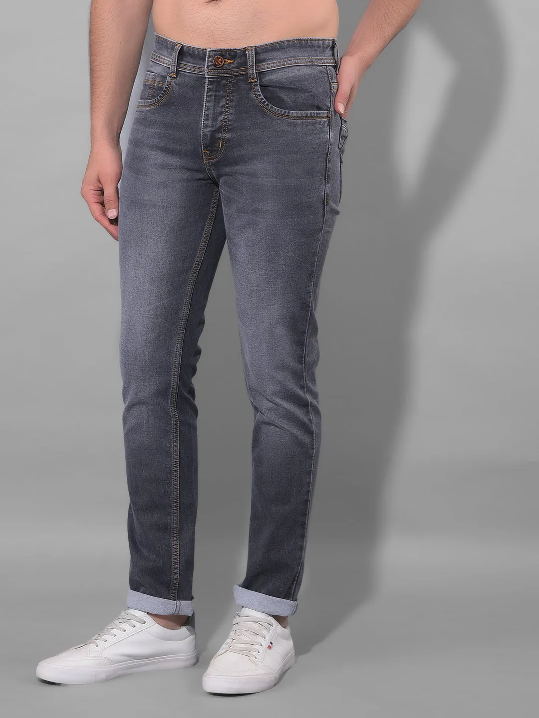 COBB Mid-Grey Narrow Fit Premium Jeans