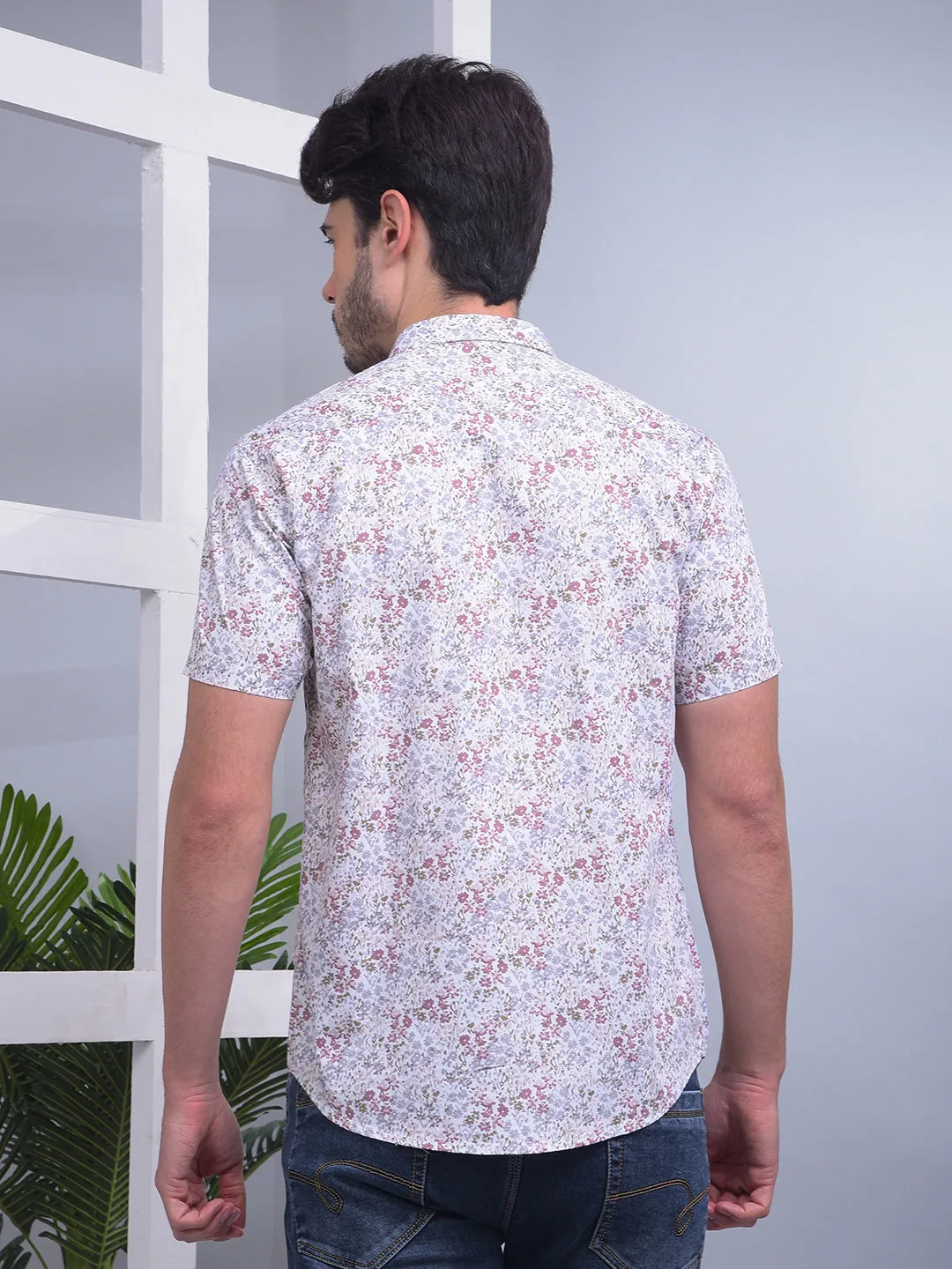 COBB RUST PRINTED HALF-SLEEVE CASUAL SHIRT