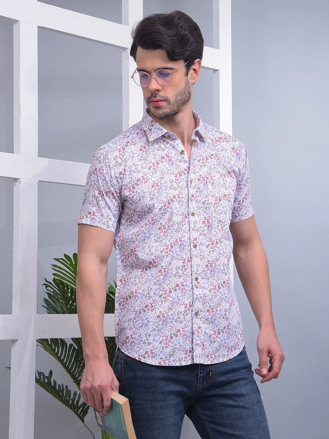 COBB RUST PRINTED HALF-SLEEVE CASUAL SHIRT