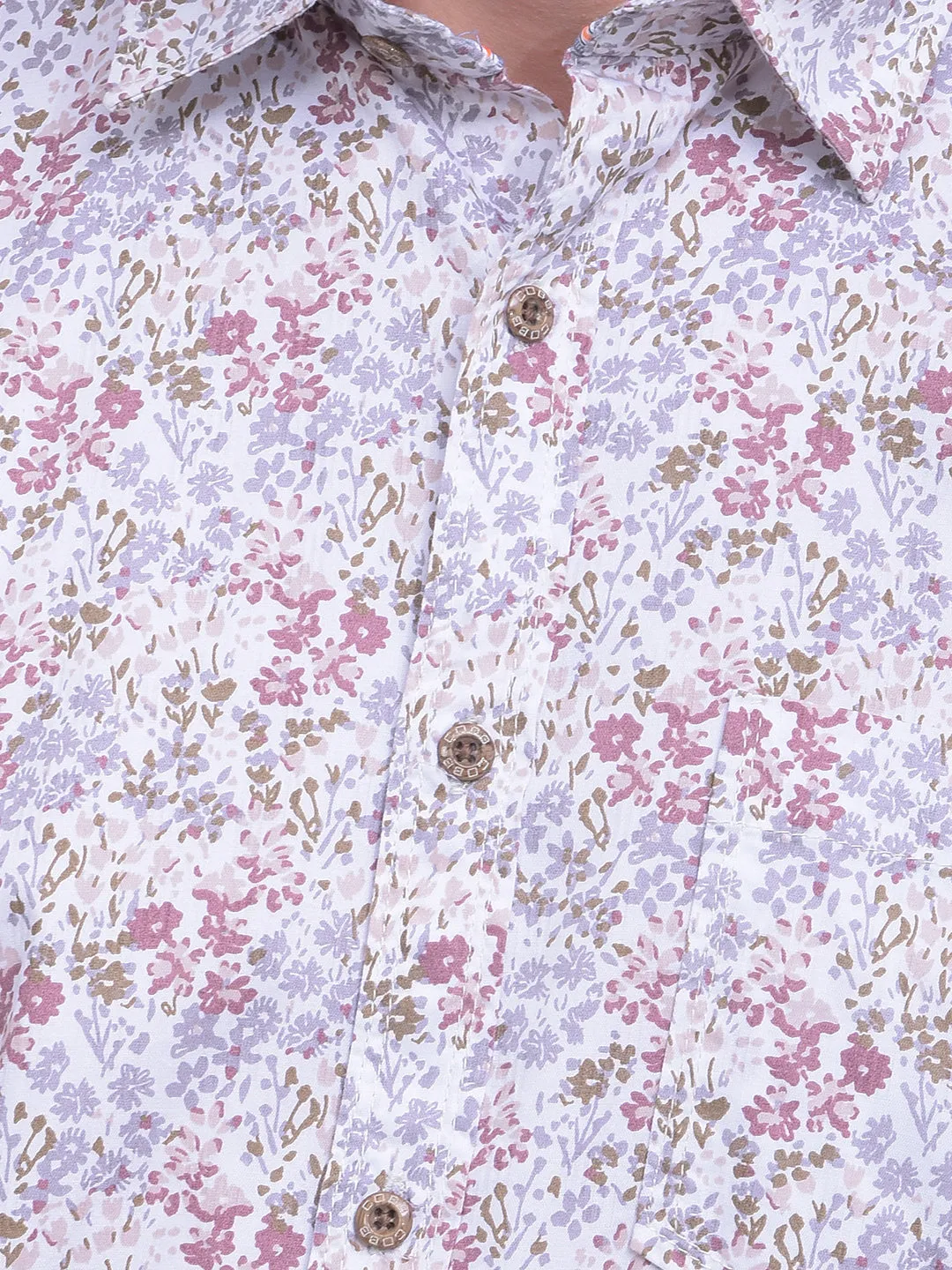 COBB RUST PRINTED HALF-SLEEVE CASUAL SHIRT