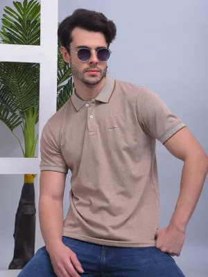 COBB SOLID LIGHT BROWN POLO NECK T-SHIRT