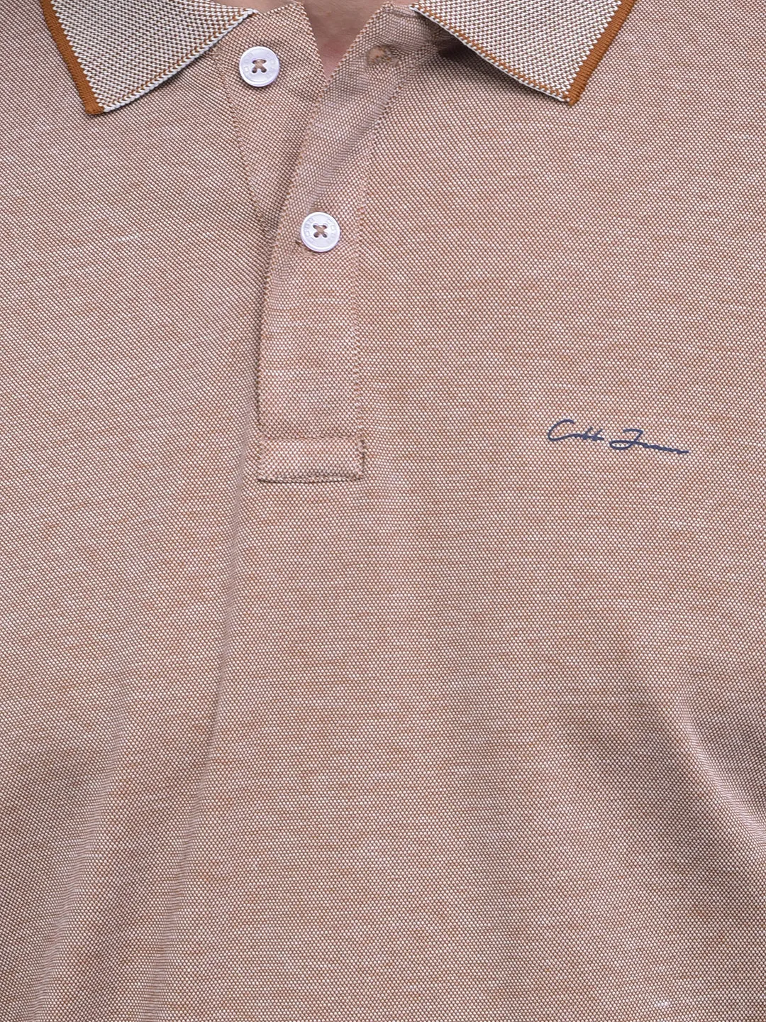 COBB SOLID LIGHT BROWN POLO NECK T-SHIRT