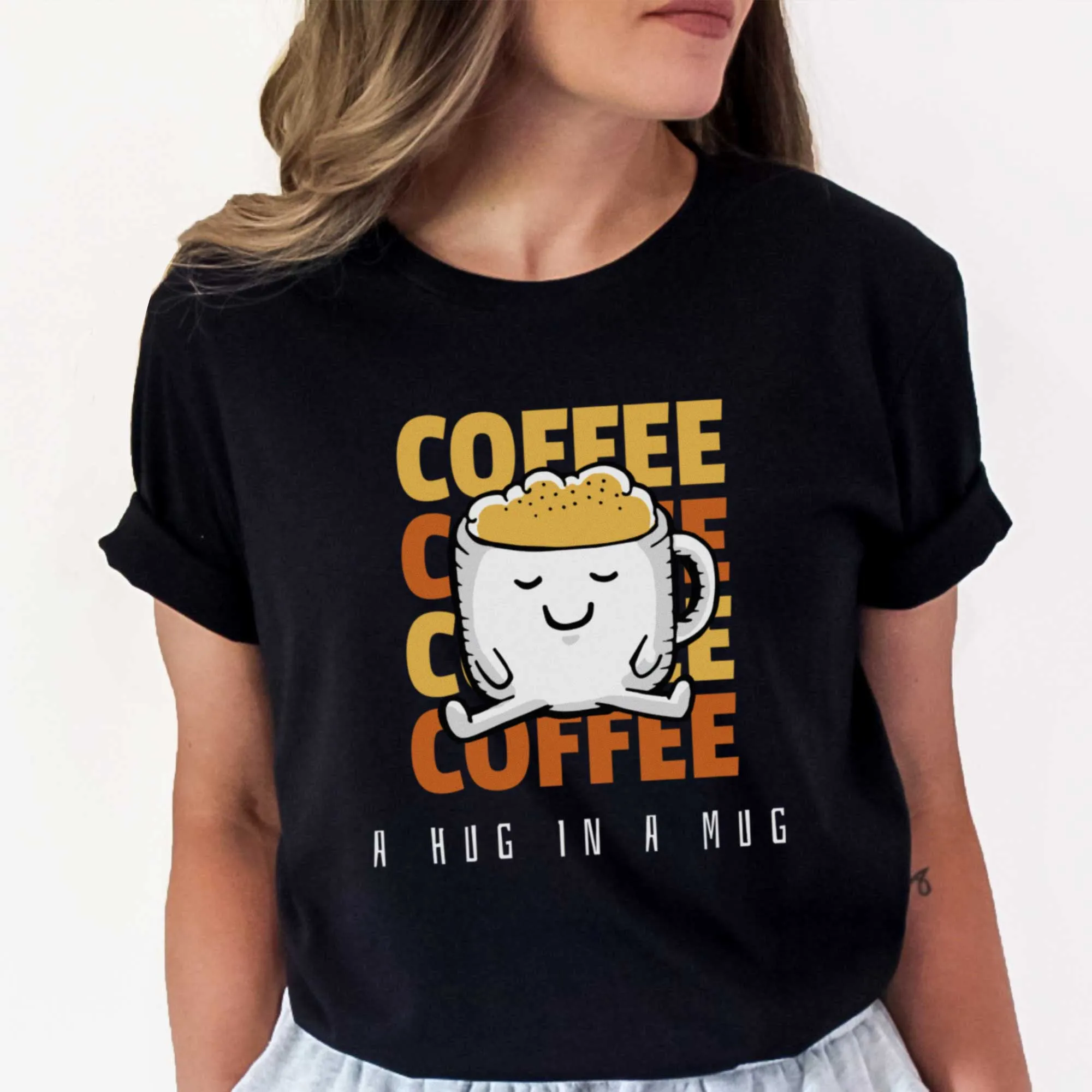 Coffee: A Hug in a Mug - Adult Unisex Jersey Crew Tee