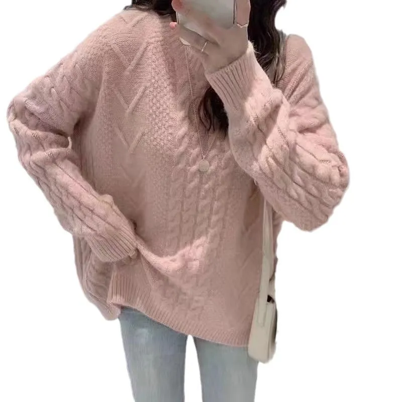 Comfortable Solid Color Round Neck Sweater for Women's Casual Wear