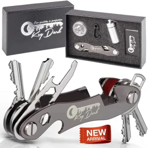 Compact Key Holder and Keychain Organizer | Smart Pocket Key Organizer (Up To 22 Keys) | Premium Multitool Gadget with Stainless Steel Bottle Opener and Carabiner | Money Clip Bonus Included | Black |