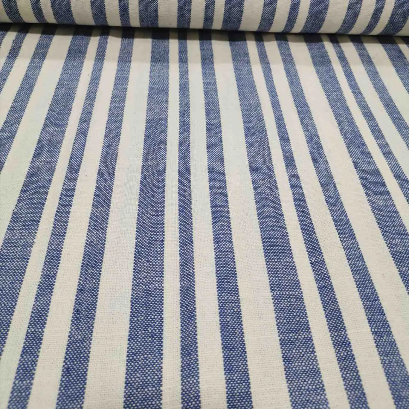 Cotton, French Blue & Natural Stripe by Ruby Star