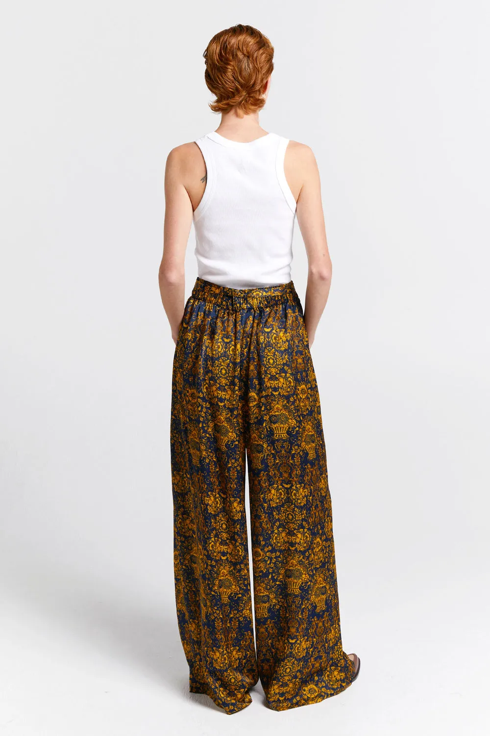 Curio Palazzo Pants Navy/Antique Gold