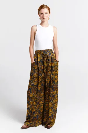 Curio Palazzo Pants Navy/Antique Gold