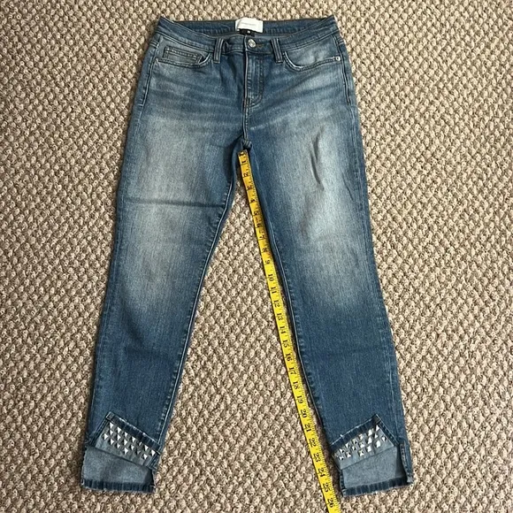 Current/Elliott Turnt Ankle Skinny Stiletto Studded Blue Keeling Jean Size: 28