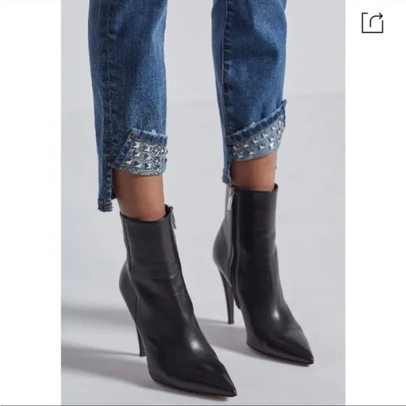 Current/Elliott Turnt Ankle Skinny Stiletto Studded Blue Keeling Jean Size: 28