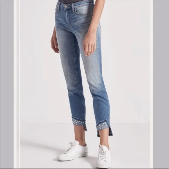 Current/Elliott Turnt Ankle Skinny Stiletto Studded Blue Keeling Jean Size: 28