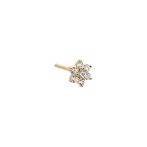 CZ Stone Flower Stud Earring 14K