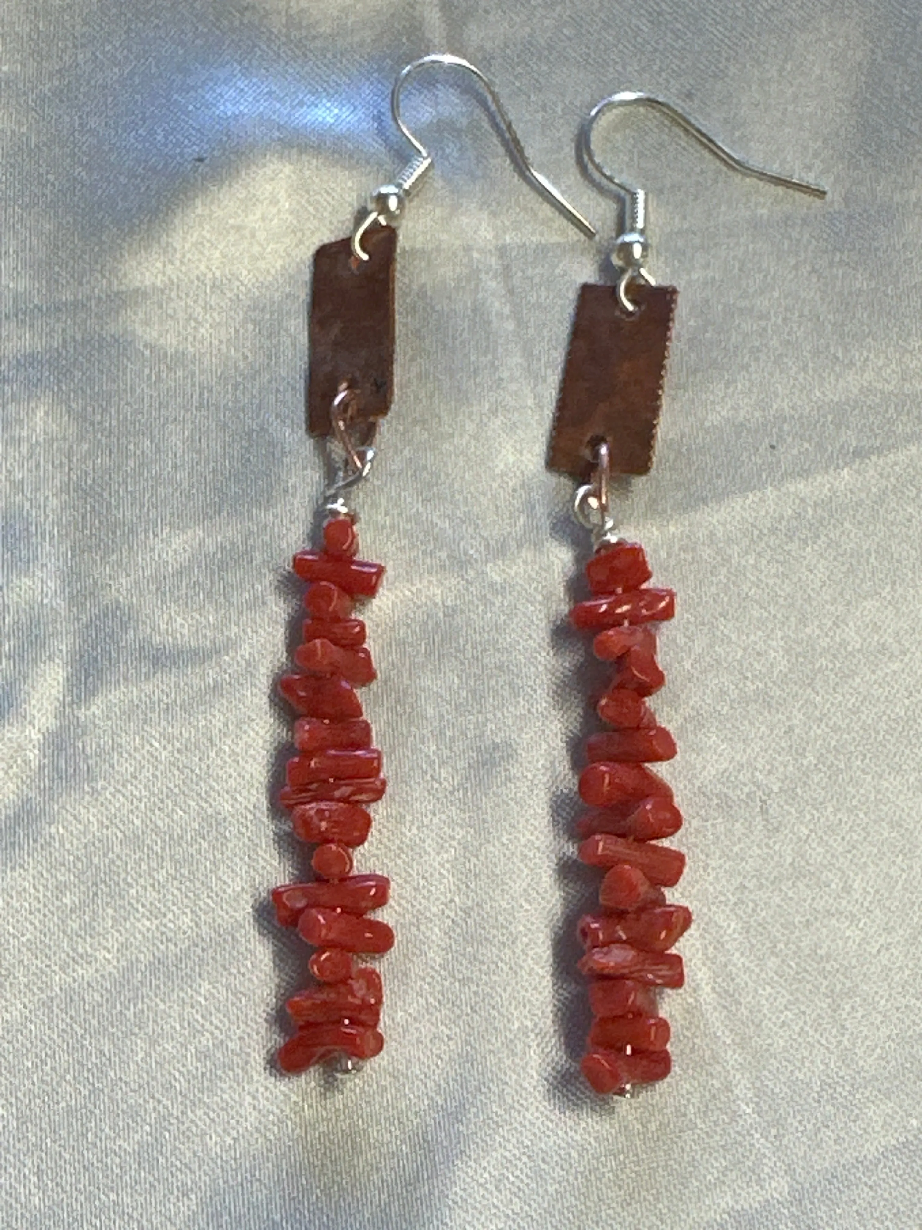 Dangle Earrings w/ Copper & Embellishments
