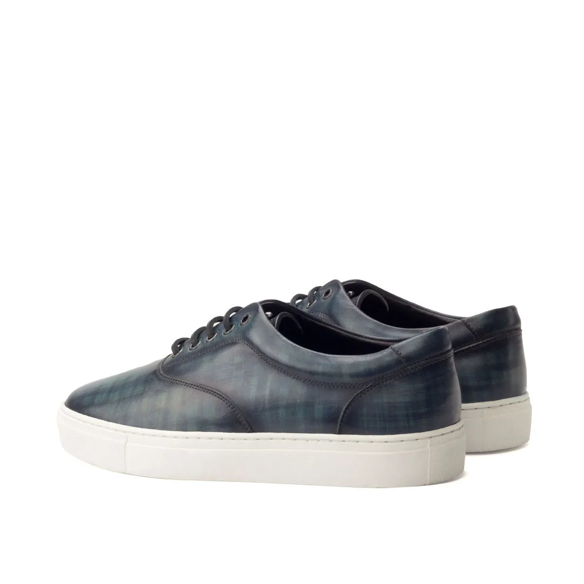 DapperFam Riccardo in Denim Men's Hand-Painted Italian Leather Top Sider
