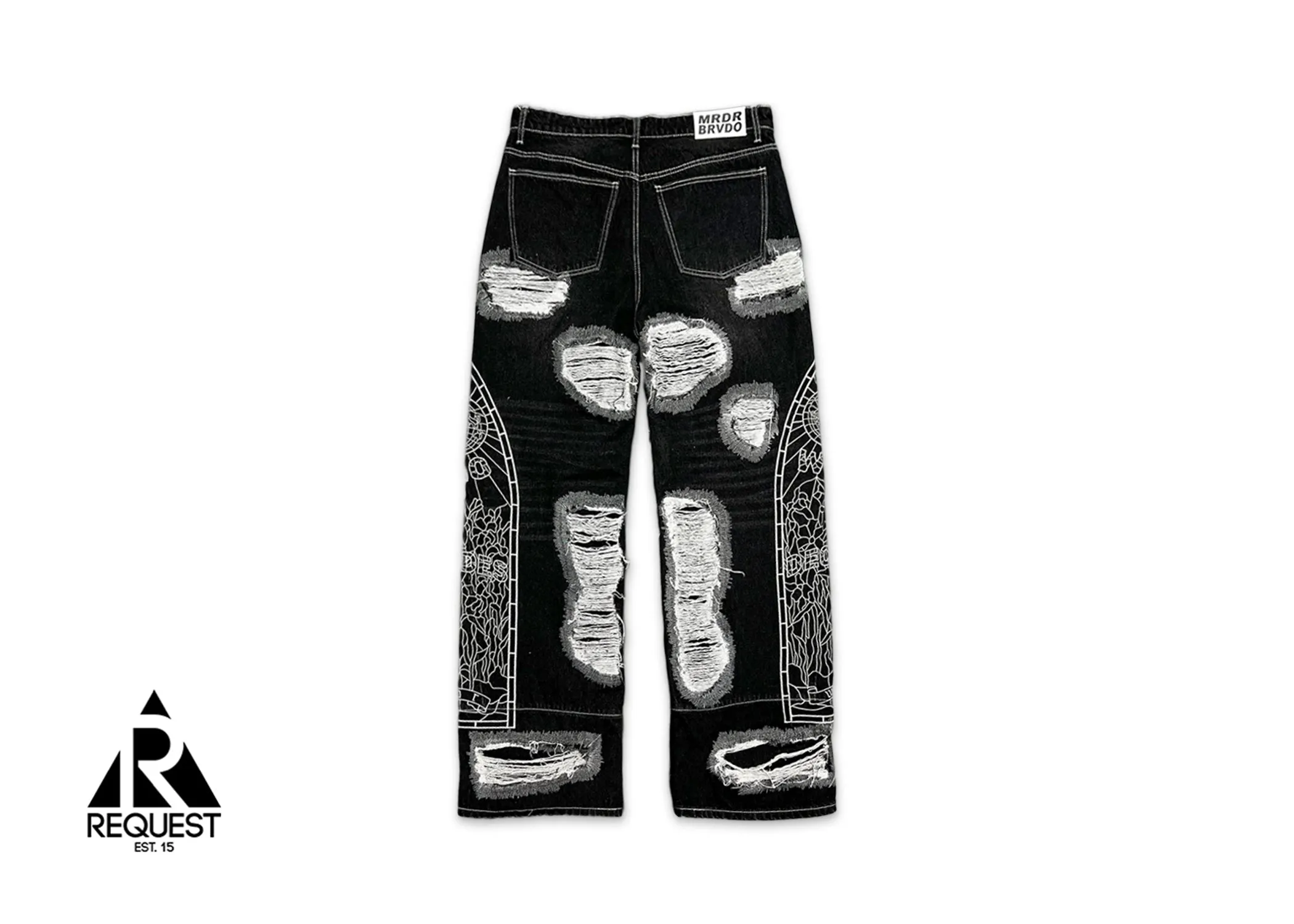 Darning Side Embroidered Denim Jeans "Coal"